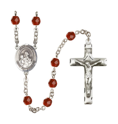 San Jose July Birthstone Fire Polished Rosary w/ Traditional Crucifix in Ruby, Bliss Manufacturing