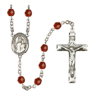 Our Lady of Consolation 6mm Fire Polished Birthstone Rosary in Ruby, Bliss Manufacturing