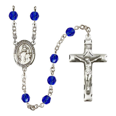 Our Lady of Consolation 6mm Fire Polished Birthstone Rosary in Sapphire, Bliss Manufacturing