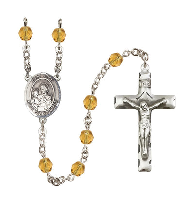 San Jose Topaz Birthstone Fire Polished Rosary w/ Traditional Crucifix, Bliss Manufacturing