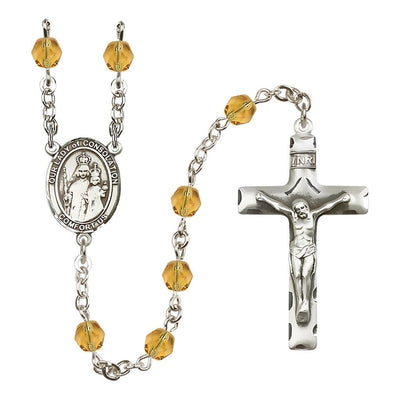Our Lady of Consolation 6mm Fire Polished Birthstone Rosary in Topaz, Bliss Manufacturing