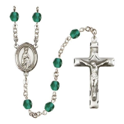Our Lady of Fatimas Engravable Rosary with Pewter Crucifix and Centerpiece, Birthstone 6mm Fire Polished Zircon Beads for December, Bliss Manufacturing