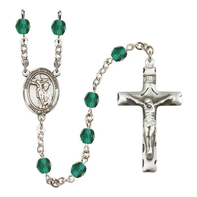 St. Paul of the Cross Engravable Rosary with Pewter Crucifix and Centerpiece, Birthstone 6mm Fire Polished Zircon Beads for December, Bliss Manufacturing