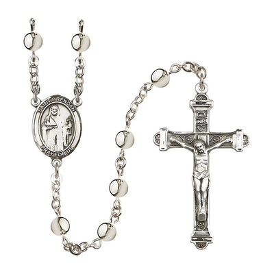 St. Brendan the Navigator 6mm Silver-plated Bead Rosary with Gift Box, Bliss Manufacturing