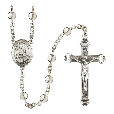 St. Gerard Majella 6mm Silver-Plated Catholic Rosary with Pewter Centerpiece and Crucifix, Bliss Manufacturing