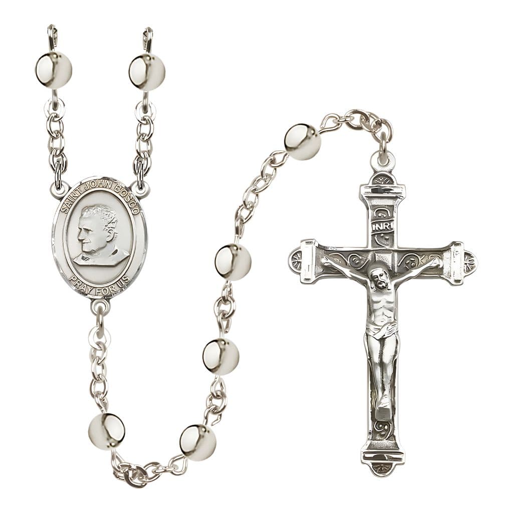 Bliss St. John Bosco 6mm Silver-Plated Catholic Rosary with Pewter Centerpiece and Crucifix