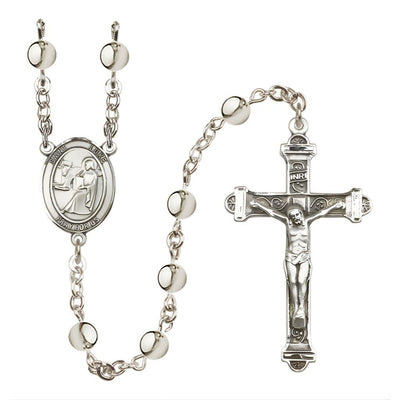 St. Luke the Apostle 6mm Silver-Plated Catholic Rosary with Pewter Centerpiece and Crucifix, Bliss Manufacturing