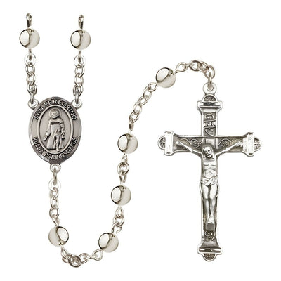 Spanish San Peregrino 6mm Silver-Plated Bead Rosary with Pewter Centerpiece and Crucifix, Gift Box, Bliss Manufacturing