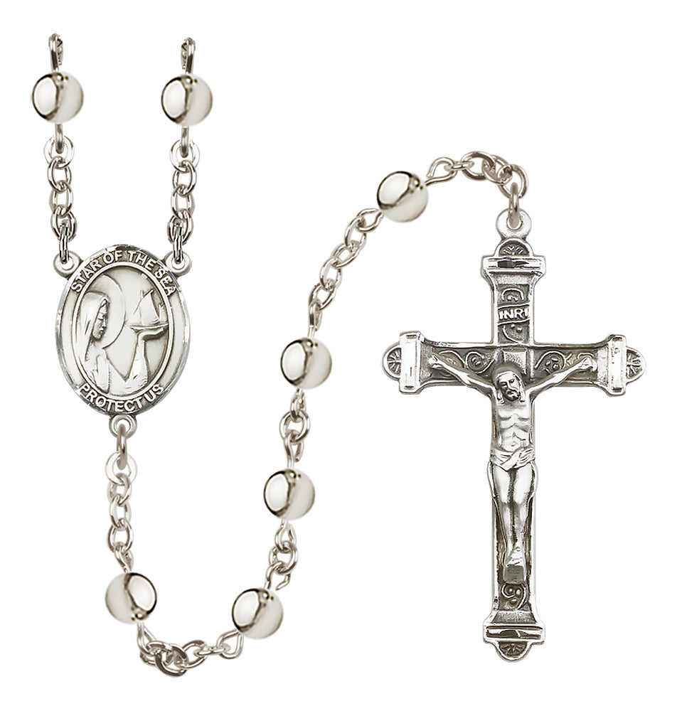 Our Lady of Star of the Sea 6mm Silver-Plated Rosary