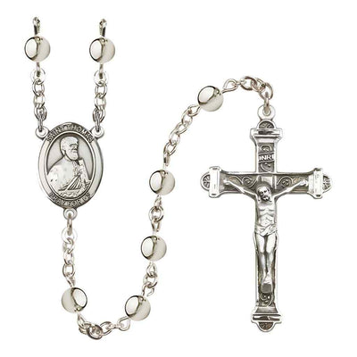 St. Thomas the Apostle 6mm Silver-Plated Bead Rosary with Pewter Centerpiece and Crucifix, Gift Box.
