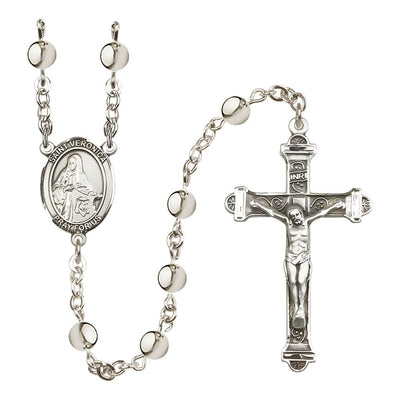 St. Veronica 6mm Silver-Plated Catholic Rosary with Pewter Centerpiece and Crucifix, Bliss Manufacturing