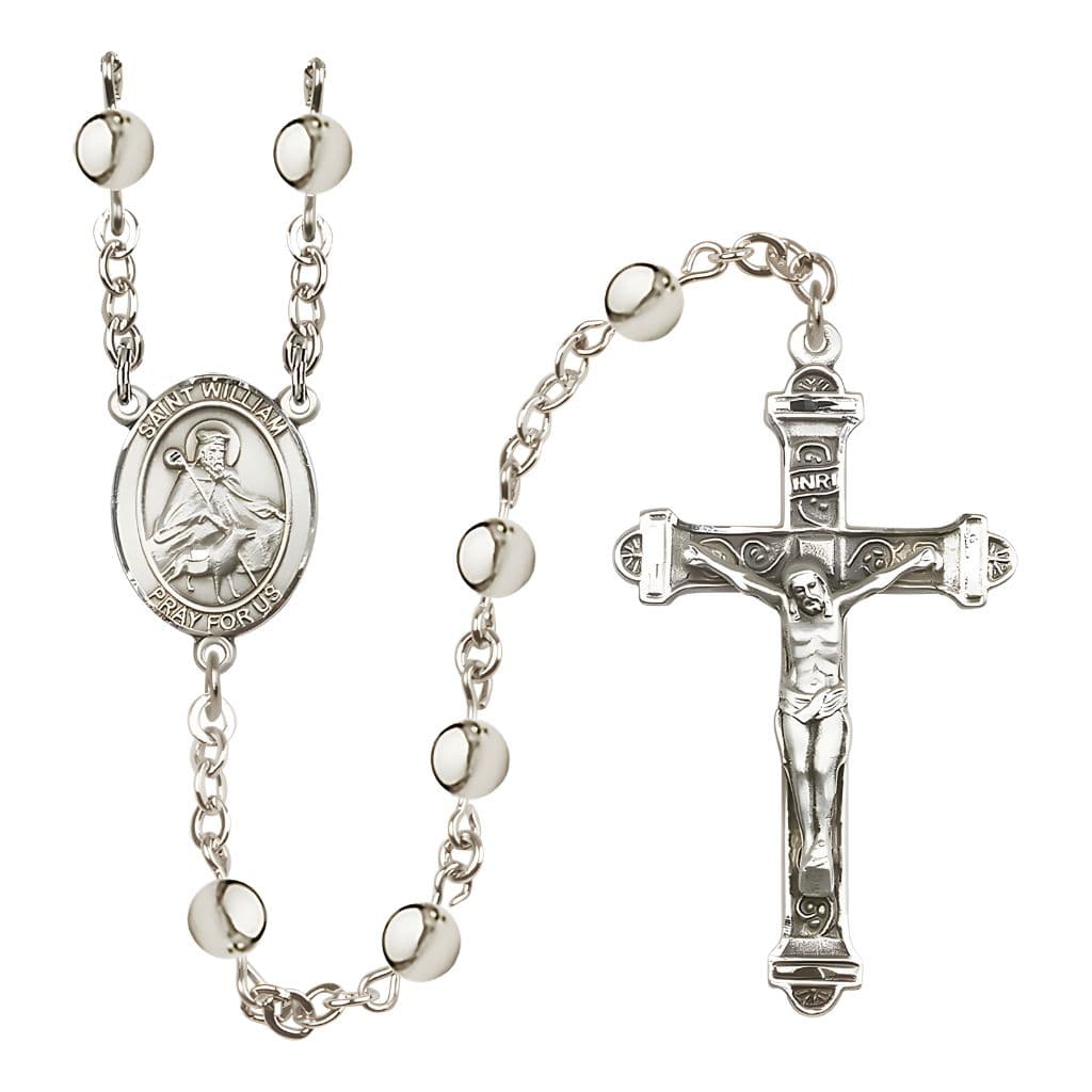 Bliss St. William of Rochester 6mm Silver-Plated Rosary with Pewter Centerpiece and Crucifix