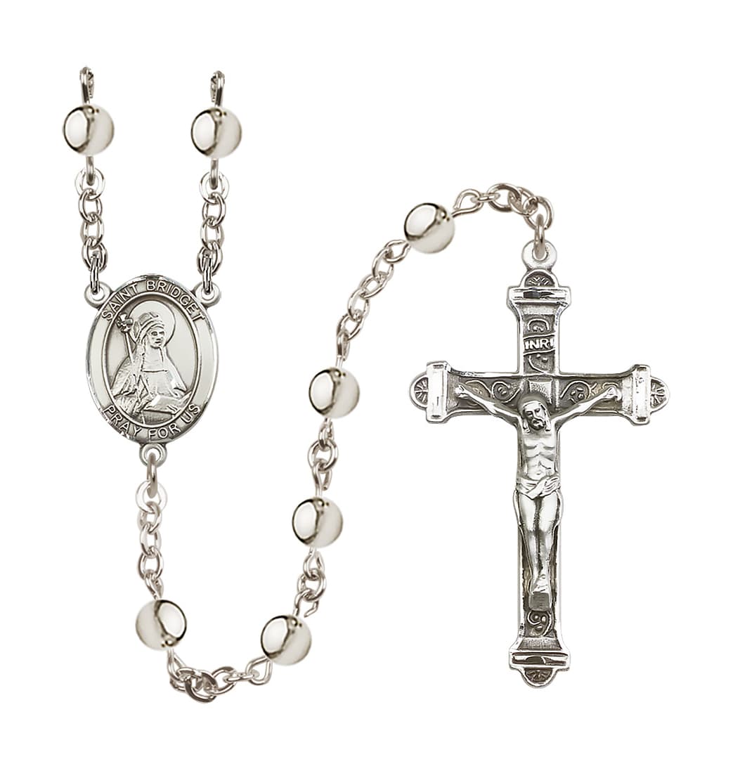 Bliss Manufacturing St Bridget of Sweden 6mm Silver-plated Bead Rosary,