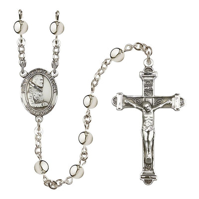 St. Padre Pio of Pietrelcina 6mm Silver-Plated Rosary with Pewter Centerpiece and Crucifix, Bliss Manufacturing
