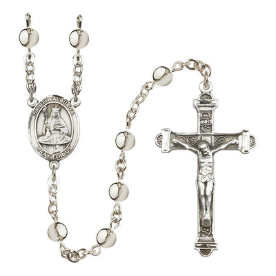 St. Walburga 6mm Silver-Plated Bead Rosary with Pewter Centerpiece and Crucifix, Bliss Manufacturing