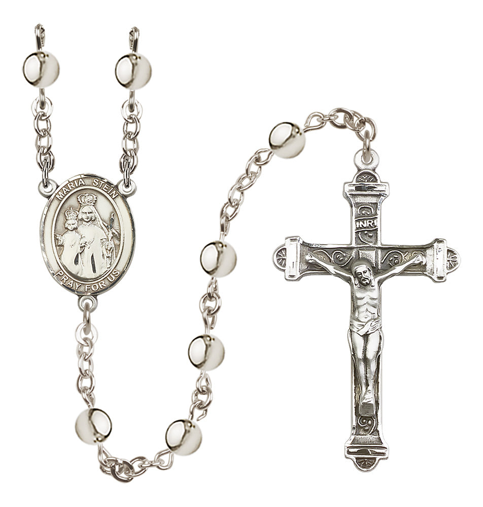 Catholic Maria Stein 6mm Silver-Plated Rosary