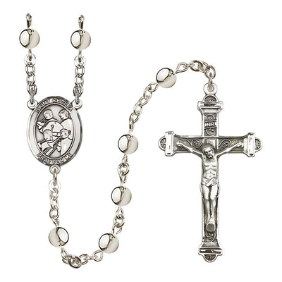 St. Cecilia Marching Band 6mm Silver-plated Rosary with Pewter Crucifix and Center, Bliss Manufacturing