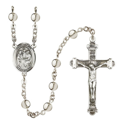 Holy Family 6mm Silver-Plated Catholic Rosary with Pewter Centerpiece and Crucifix, Bliss Manufacturing