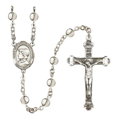 St. Elizabeth Ann Seton 6mm Silver-Plated Catholic Rosary with Pewter Centerpiece and Crucifix, Bliss Manufacturing
