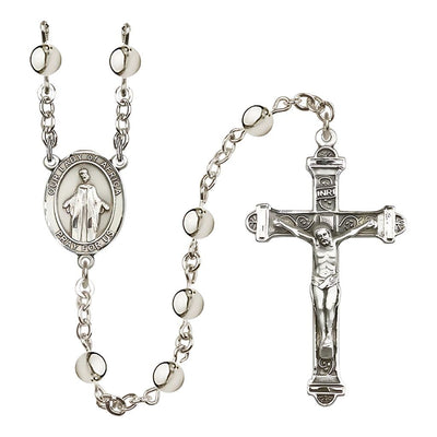 Our Lady of Africa 6mm Silver-plated Catholic Rosary with pewter centerpiece and crucifix, handmade in the USA, Bliss Manufacturing