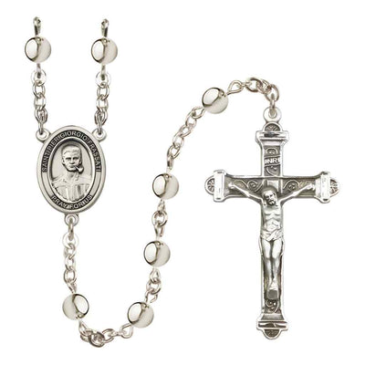 Saint Pier Giorgio Frassati 6mm Silver-Plated Bead Rosary with Pewter Centerpiece and Crucifix in Gift Box, Made in USA by Bliss Manufacturing