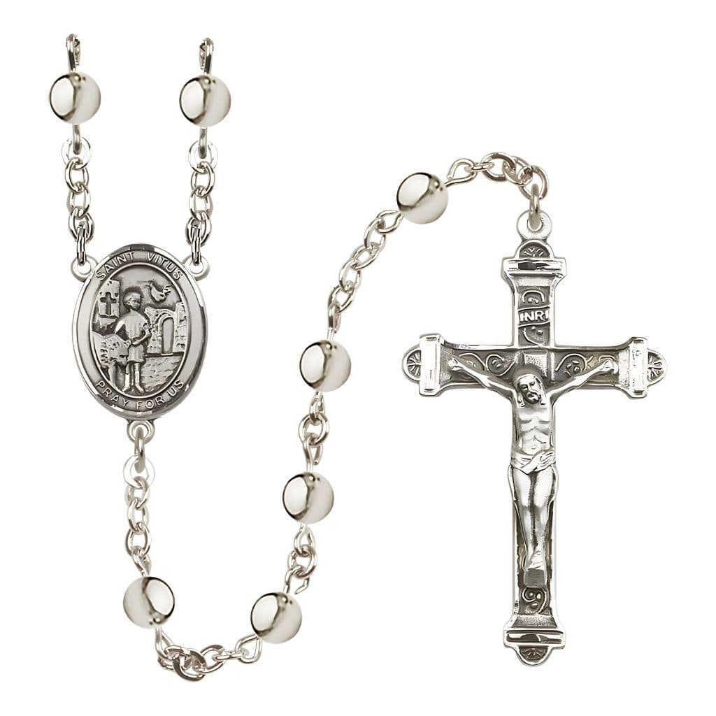 Bliss St. Vitus 6mm Silver-Plated Catholic Rosary with Pewter Centerpiece and Crucifix