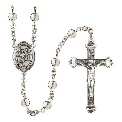 St. Vitus 6mm Silver-Plated Catholic Rosary with Pewter Centerpiece and Crucifix, Bliss Manufacturing
