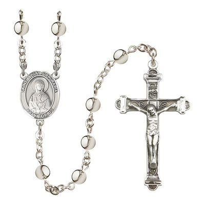 St. Lydia Purpuraria 6mm Silver-Plated Catholic Rosary with Pewter Centerpiece and Crucifix, Bliss Manufacturing