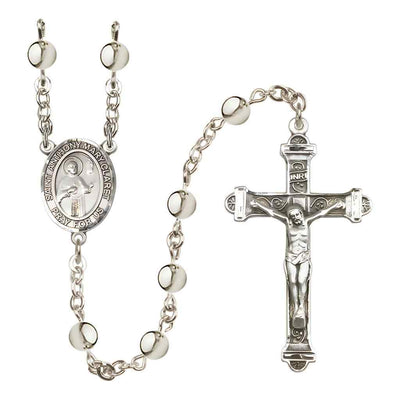 Saint Anthony Mary Claret 6mm Silver-Plated Bead Rosary with Pewter Centerpiece and Crucifix in Gift Box, Made in USA by Bliss Manufacturing