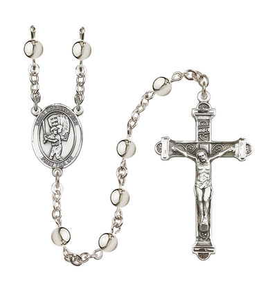 St Christopher Baseball Player 6mm Silver-Plated Bead Rosary, Bliss Manufacturing
