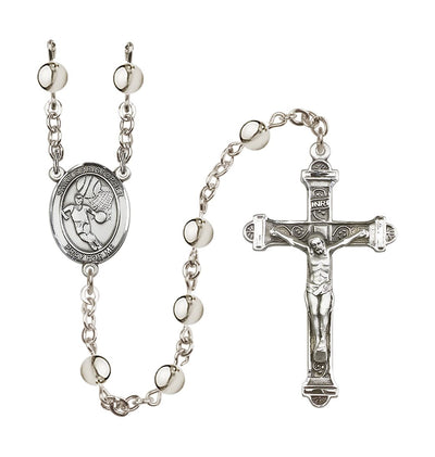 St Christopher Basketball Player 6mm Silver-Plated Bead Rosary, Bliss Manufacturing