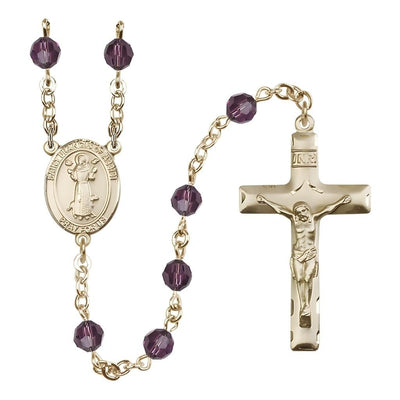 St. Francis of Assisi Gold-filled Amethyst 6mm Austrian Crystal Bead Rosary, USA Made, Bliss Manufacturing