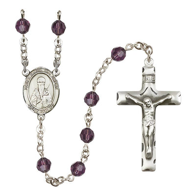 St. Basil the Great Sterling Silver 6mm Austrian Crystal Rosary in Amethyst, Bliss Manufacturing