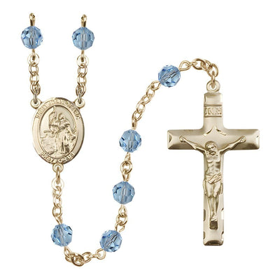 St. Joan of Arc Gold-filled Crystal Rosary in Aqua, Bliss Manufacturing