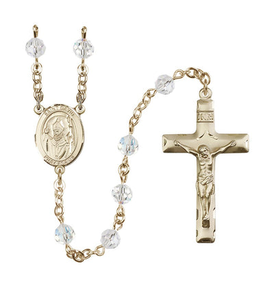 St David of Wales Gold-filled 6mm Austrian Crystal Rosary in Clear, Bliss Manufacturing