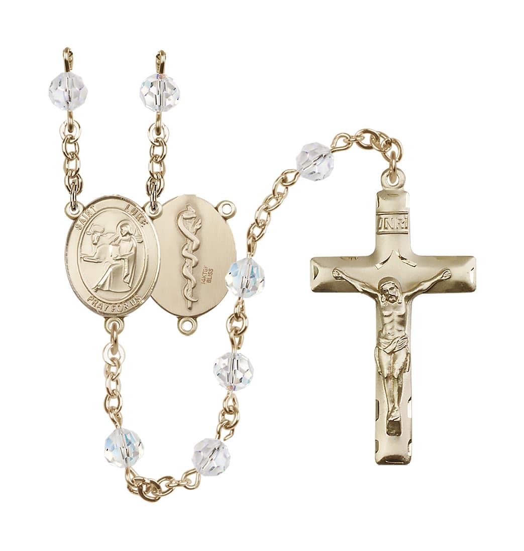 Bliss St Luke the Apostle Doctor 14kt Gold-filled 6mm Austrian Crystal Rosary,