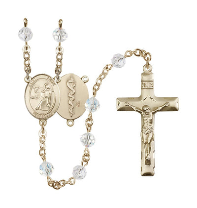 Doctor St Luke the Apostle 14kt Gold 6mm Austrian Crystal Rosary, Bliss Manufacturing
