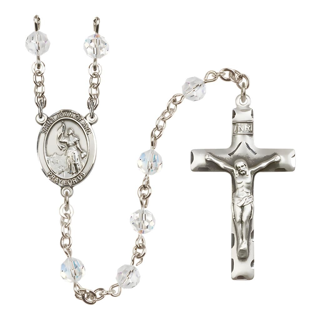 St. Joan of Arc Sterling Silver Crystal Rosary, Bliss Manufacturing