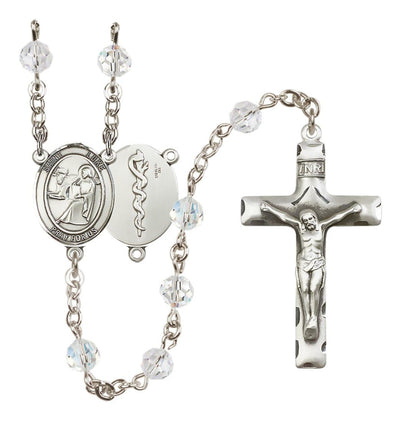 Sterling Silver 6mm Austrian Crystal Saint Luke the Apostle / Doctor Rosary, Bliss Manufacturing