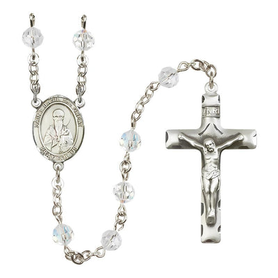 St. Basil the Great Sterling Silver 6mm Austrian Crystal Rosary in Clear, Bliss Manufacturing