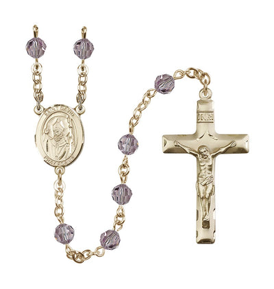 St David of Wales Gold-filled 6mm Austrian Crystal Rosary in Light Amethyst, Bliss Manufacturing