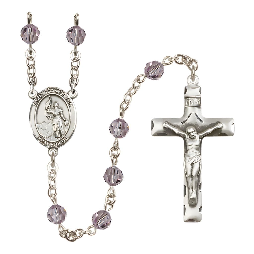 St. Joan of Arc Sterling Silver Crystal Rosary in Light Amethyst, Bliss Manufacturing