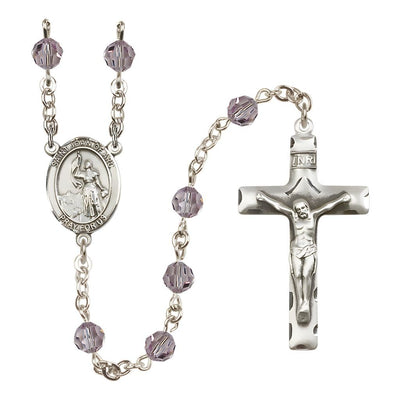 St. Joan of Arc Sterling Silver Crystal Rosary in Light Amethyst, Bliss Manufacturing