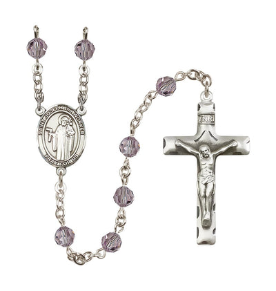 St Joseph the Worker Sterling Silver June Light Amethyst 6mm Austrian Crystal Birthstone Rosary, Bliss Manufacturing