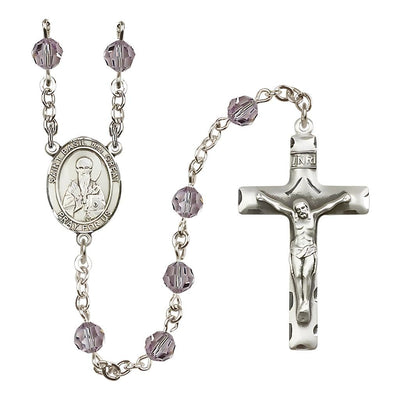 St. Basil the Great Sterling Silver 6mm Austrian Crystal Rosary in Light Amethyst, Bliss Manufacturing