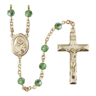 St. Joan of Arc 14kt Gold Crystal Rosary in Peridot, Bliss Manufacturing