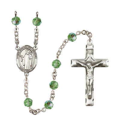 St Joseph the Worker Sterling Silver August Peridot 6mm Austrian Crystal Birthstone Rosary, Bliss Manufacturing