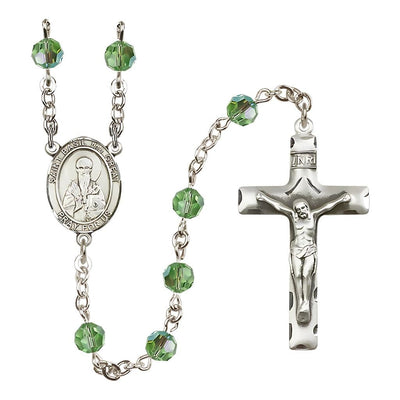 St. Basil the Great Sterling Silver 6mm Austrian Crystal Rosary in Peridot, Bliss Manufacturing