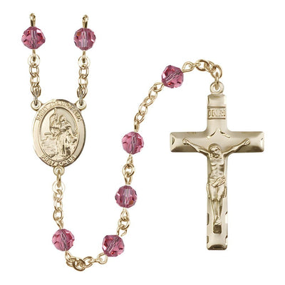 St. Joan of Arc 14kt Gold Crystal Rosary in Rose, Bliss Manufacturing