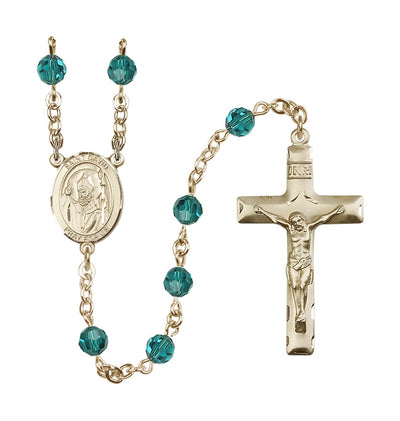 St David of Wales Gold-filled 6mm Austrian Crystal Rosary in Zircon, Bliss Manufacturing